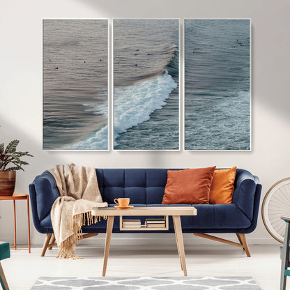 23077324-MGV-CV-36X24-Ocean Waves Wall Art Canvas Print, Framed Coastal Serenity Art Picture Print, Surf Aesthetic Perfect Modern Coastal Decor Artwork