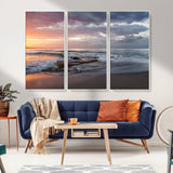 94208089-MGV-CV-36X24-Golden Hour Wall Art Canvas Print, Framed Tranquil Waves Art Picture Print, Beach Horizon Perfect Coastal Serenity Decor Artwork
