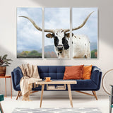 63592811-MGV-CV-36X24-Texas Longhorn Wall Art Canvas Print, Framed Western Rustic Art Picture Print, Farmhouse Decor Perfect Rustic Farmhouse Decor