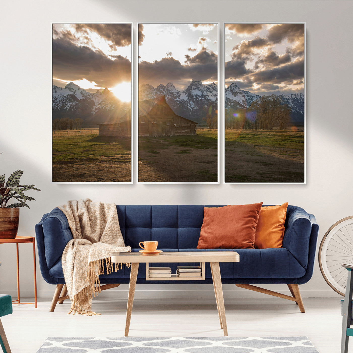 52555760-MGV-CV-36X24-Snowy Peaks Wall Art Canvas Print, Framed Nature Escape Art Picture Print, Rustic Charm Perfect Rustic Western Decor Artwork