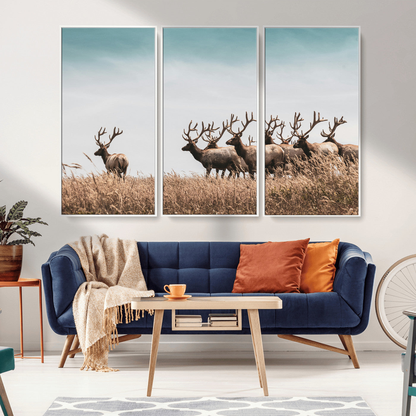 81594705-MGV-CV-36X24-Elk Herd Wall Art Canvas Print, Framed Wildlife Photography Art Picture Print, Rustic Nature Print Perfect Rustic Wildlife Decor