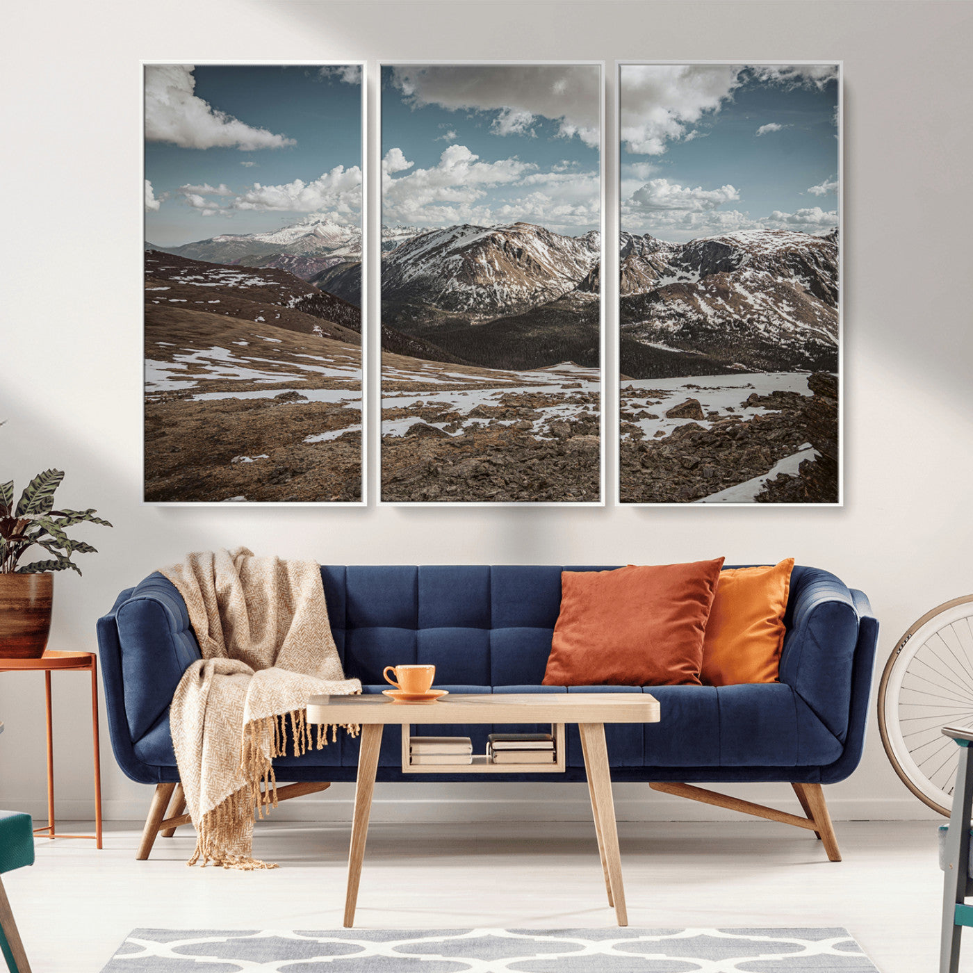 44565953-MGV-CV-36X24-Mountain Landscape Wall Art Canvas Print, Framed Snowy Peaks Art Picture Print, Rugged Highlands Perfect Rustic Adventure Decor