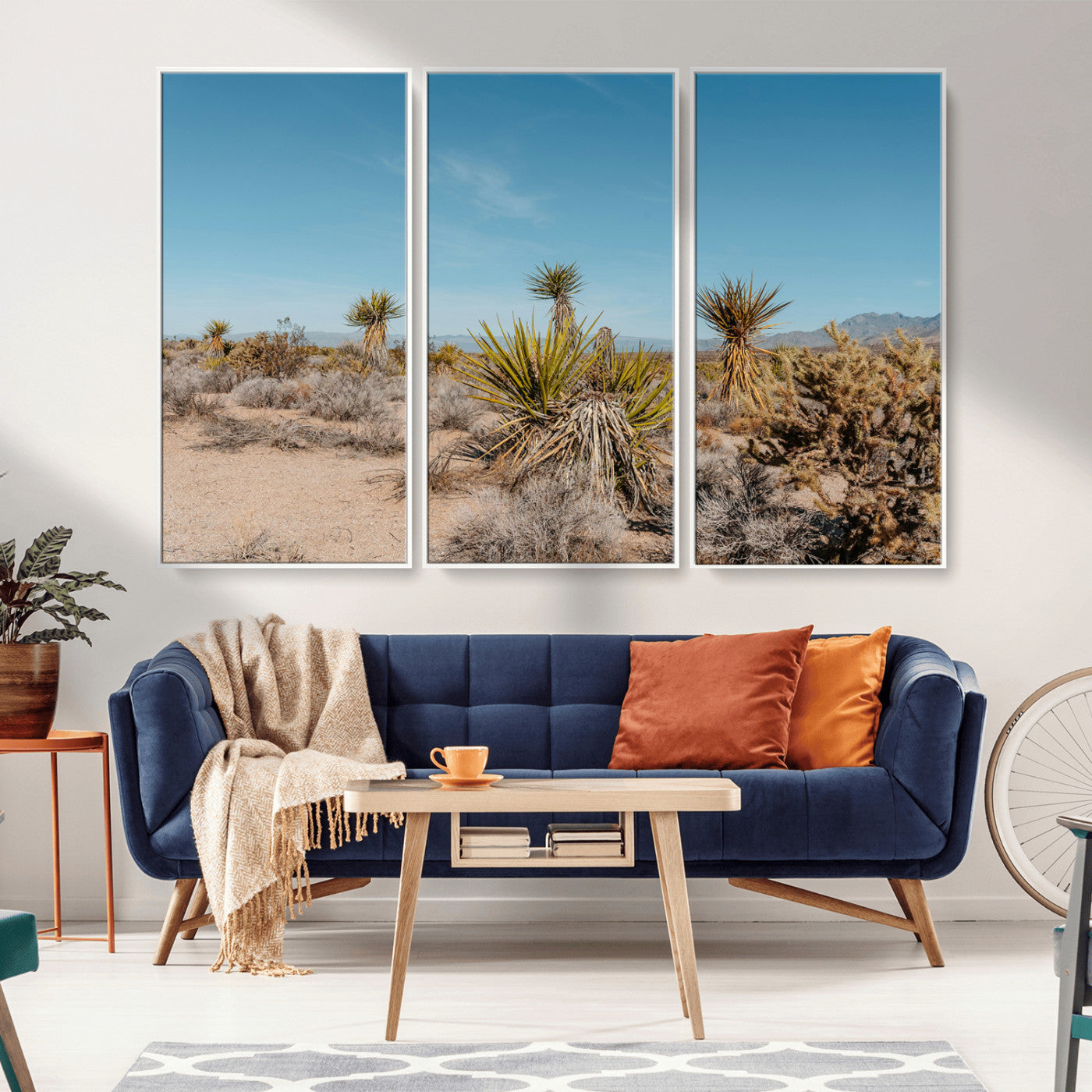35156165-MGV-CV-36X24-Joshua Tree Wall Art Canvas Print, Framed Desert Landscape Art Picture Print, Warm Earth Tones Perfect Southwestern Minimalist