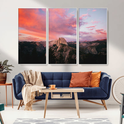 32786115-MGV-CV-36X24-Half Dome Wall Art Canvas Print, Framed Yosemite National Park Art Picture Print, Dramatic Sunset Perfect Adventurous Wilderness