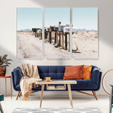 54616109-MGV-CV-36X24-Desert Mailboxes Wall Art – Rustic Rural Roadside Photography Canvas Print, American Southwest Landscape Home Decor for Living