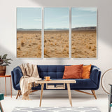 55918919-MGV-CV-36X24-Desert Landscape Wall Art – Golden Grass Plains and Mountain Horizon Canvas Print, Southwest Nature Photography Decor for Living