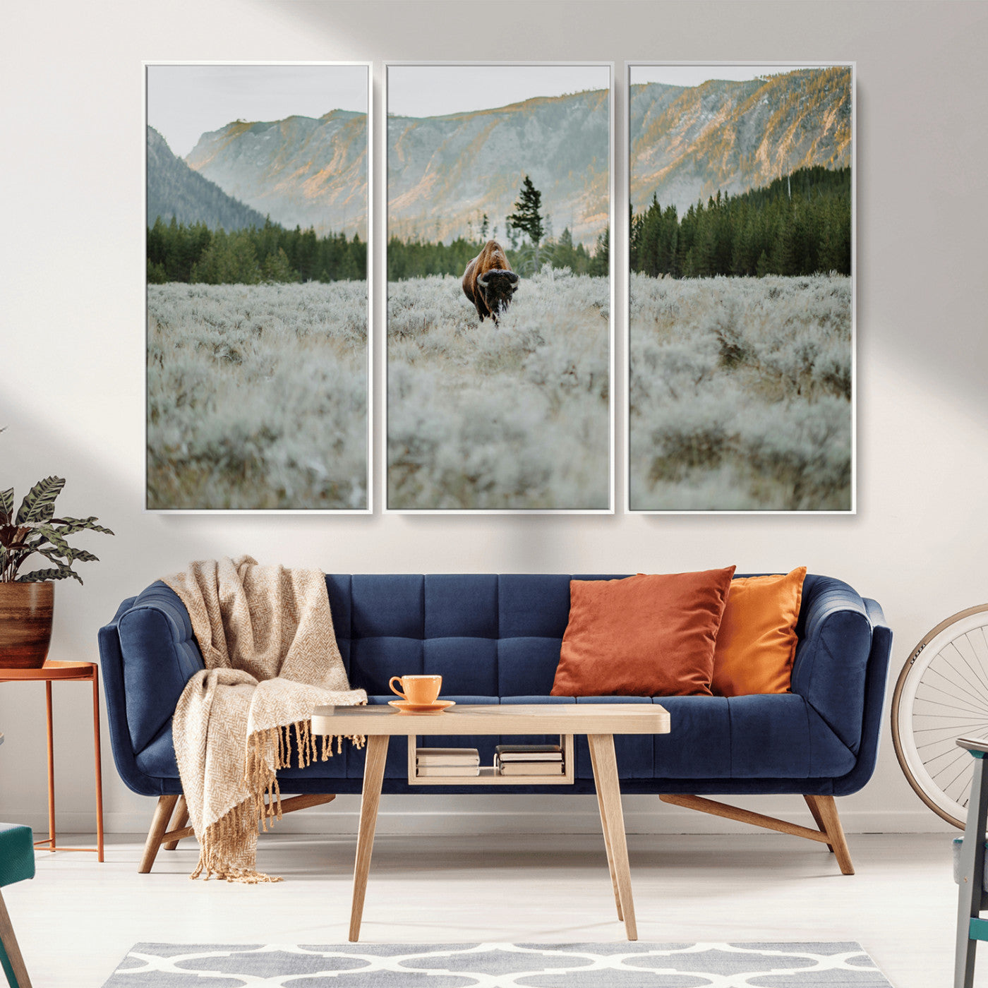 41674074-MGV-CV-36X24-Bison Wall Art – American Buffalo Wildlife Photography Canvas Print, Western Mountain Landscape Artwork Rustic Nature Decor for