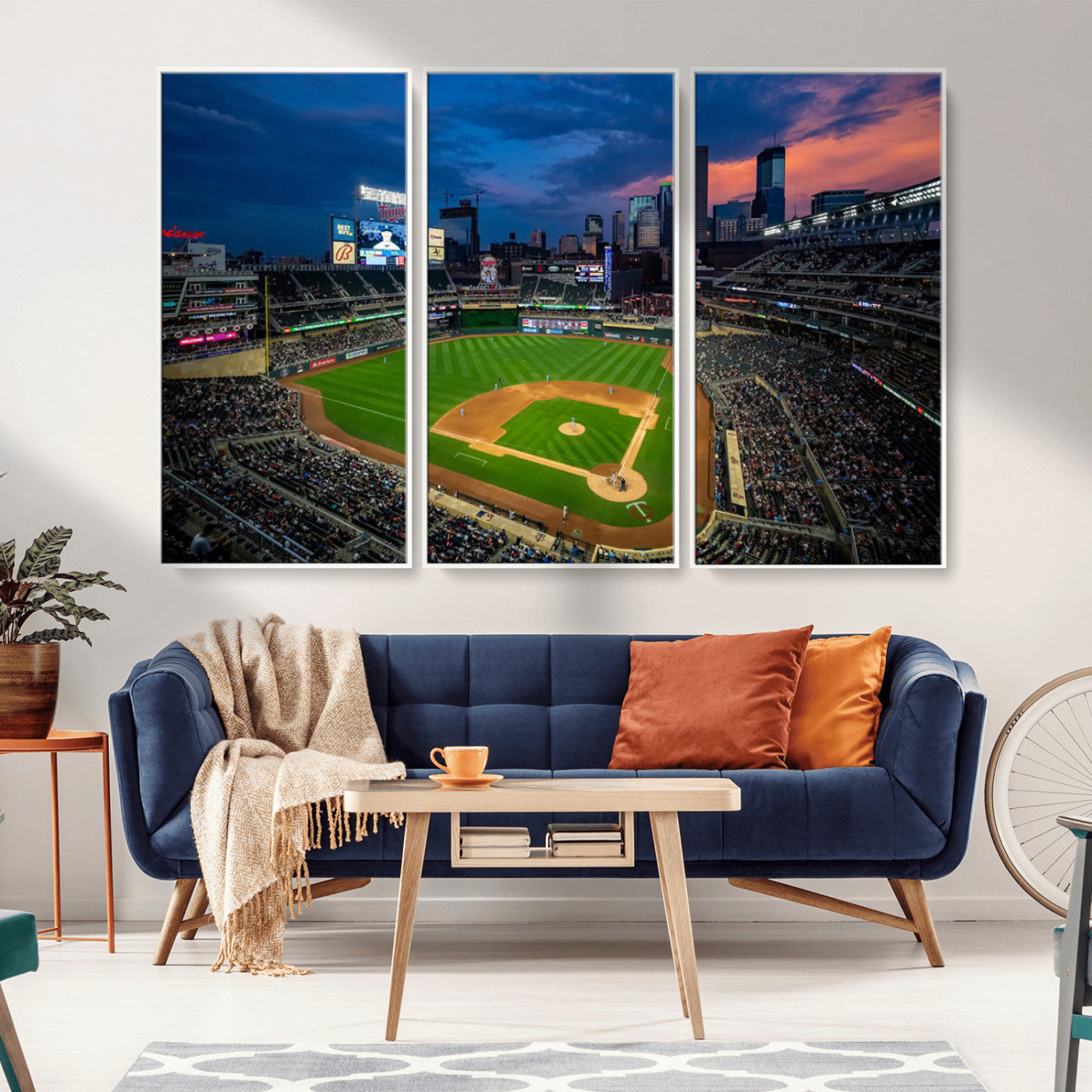 68222753-MGV-CV-36X24-Baseball Stadium Wall Art – Panoramic Night Game Canvas Print, Sports Decor for Man Cave, Office, Bar, or Living Room