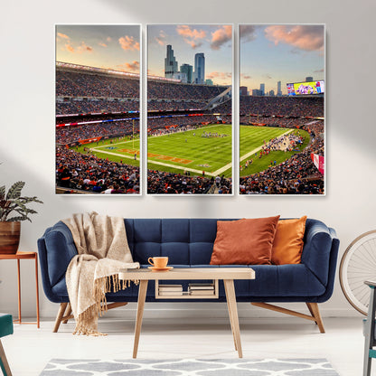 55377093-MGV-CV-36X24-Soldier Field Wall Art – Panoramic Chicago Bears Football Stadium Canvas Print, Game Day Sports Decor for Man Cave, Bar, Office,