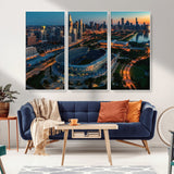36690345-MGV-CV-36X24-Soldier Field Wall Art – Chicago Bears Stadium Aerial Night Canvas Print, City Skyline Football Decor for Living Room, Office, or