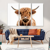 637908607-MGV-FC-93X47-3P_Black-Highland Cow Wall Art Print – Rustic Farmhouse Animal Portrait, Scottish Highland Cattle Canvas, Modern Country Wall Decor for