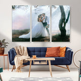 CSTM913-MGV-FC-48X32-3P_White-Framed Wedding Canvas Print - Custom Wall Art Keepsake for Couples, Elegant Home Decoration Gift, Create Your Own Photo Canvas