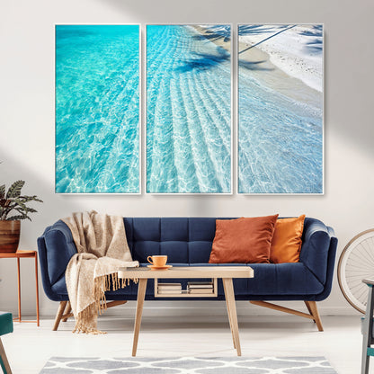 68127042-MGV-CV-36X24-Beach Wall Art – Tropical Ocean Canvas Print, Clear Water and White Sand Photography Decor for Bedroom, Living Room, Office,