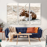 89096667-MGV-CV-36X24-Texas Longhorn Wall Art – Rustic Western Canvas Print, Cattle Photography Decor for Ranch House, Living Room, Office, Man Cave