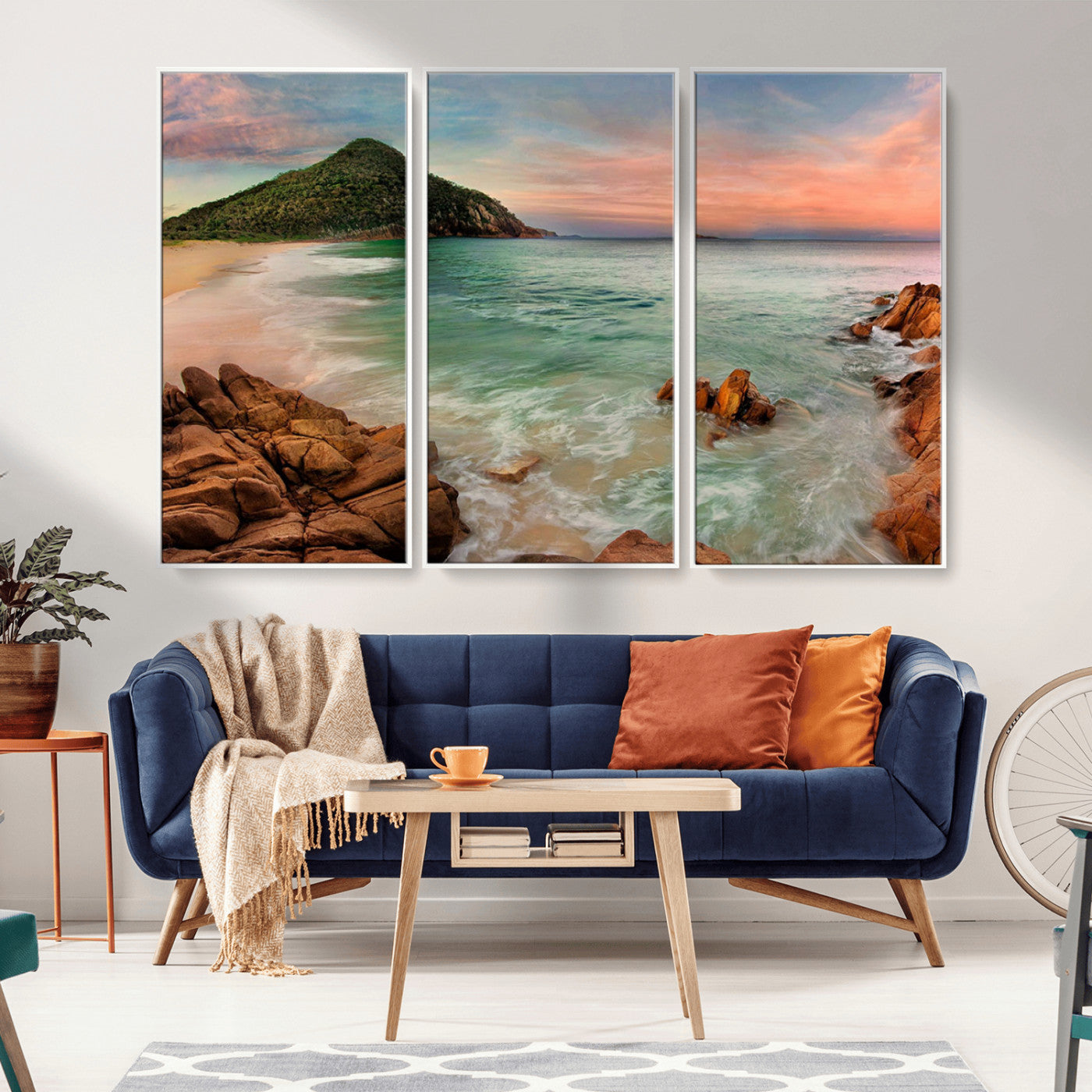 53831025-MGV-CV-36X24-Coastal Landscape Wall Art – Tropical Beach Ocean Canvas Print, Sunset Mountain View Photography Decor for Living Room, Bedroom,
