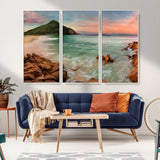 53831025-MGV-CV-36X24-Coastal Landscape Wall Art – Tropical Beach Ocean Canvas Print, Sunset Mountain View Photography Decor for Living Room, Bedroom,