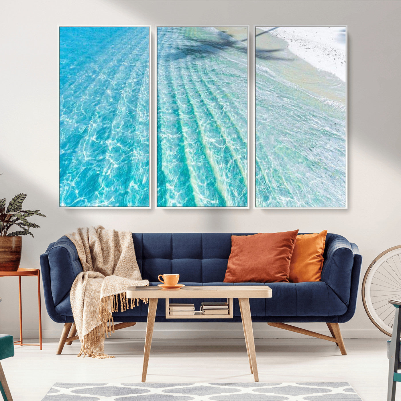 17528159-MGV-CV-36X24-Tropical Ocean Wall Art – Turquoise Water Canvas Print, Crystal Clear Beach Waves Photography Coastal Decor for Living Room,