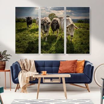 67277447-MGV-CV-36X24-Farmhouse Wall Art – Herd of Cows Canvas Print, Rustic Country Pasture Photography Decor for Bedroom, Living Room, Office, Ranch,
