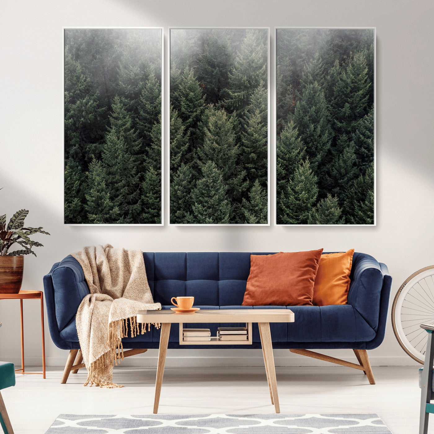 84059409-MGV-CV-36X24-Forest Wall Art – Misty Evergreen Trees Canvas Print, Tranquil Nature Photography Decor for Bedroom, Living Room, Office, Cabin or