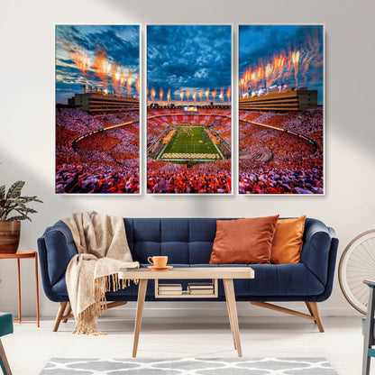 94266219-MGV-CV-36X24-Neyland Stadium Wall Art – Tennessee Volunteers Checkerboard Game Day Canvas Print, College Football Fireworks Decor for Man Cave