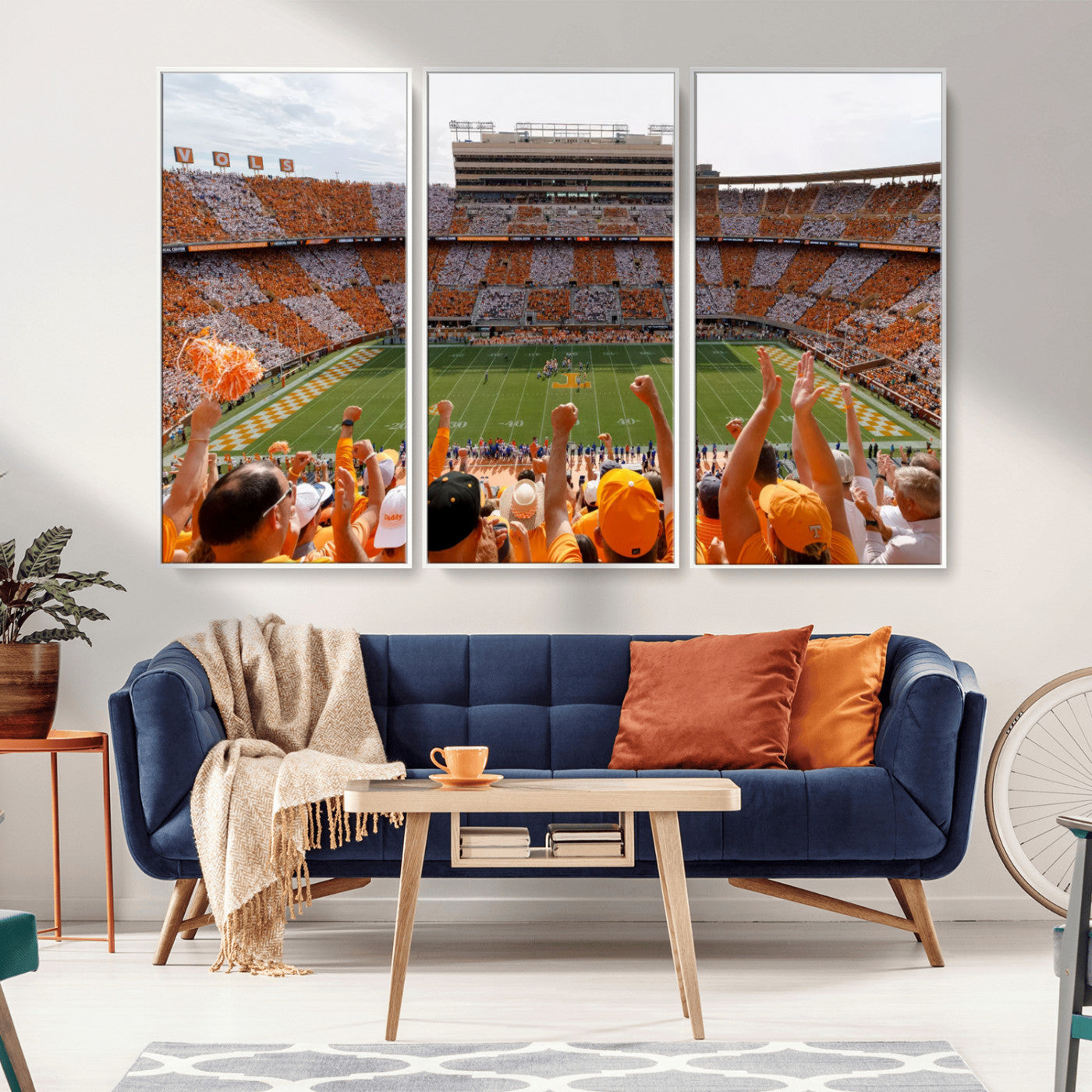 76011417-MGV-CV-36X24-Tennessee Volunteers Wall Art – Neyland Stadium Checkerboard Crowd Canvas Print, Vols Football Game Day Fan Perspective Sports