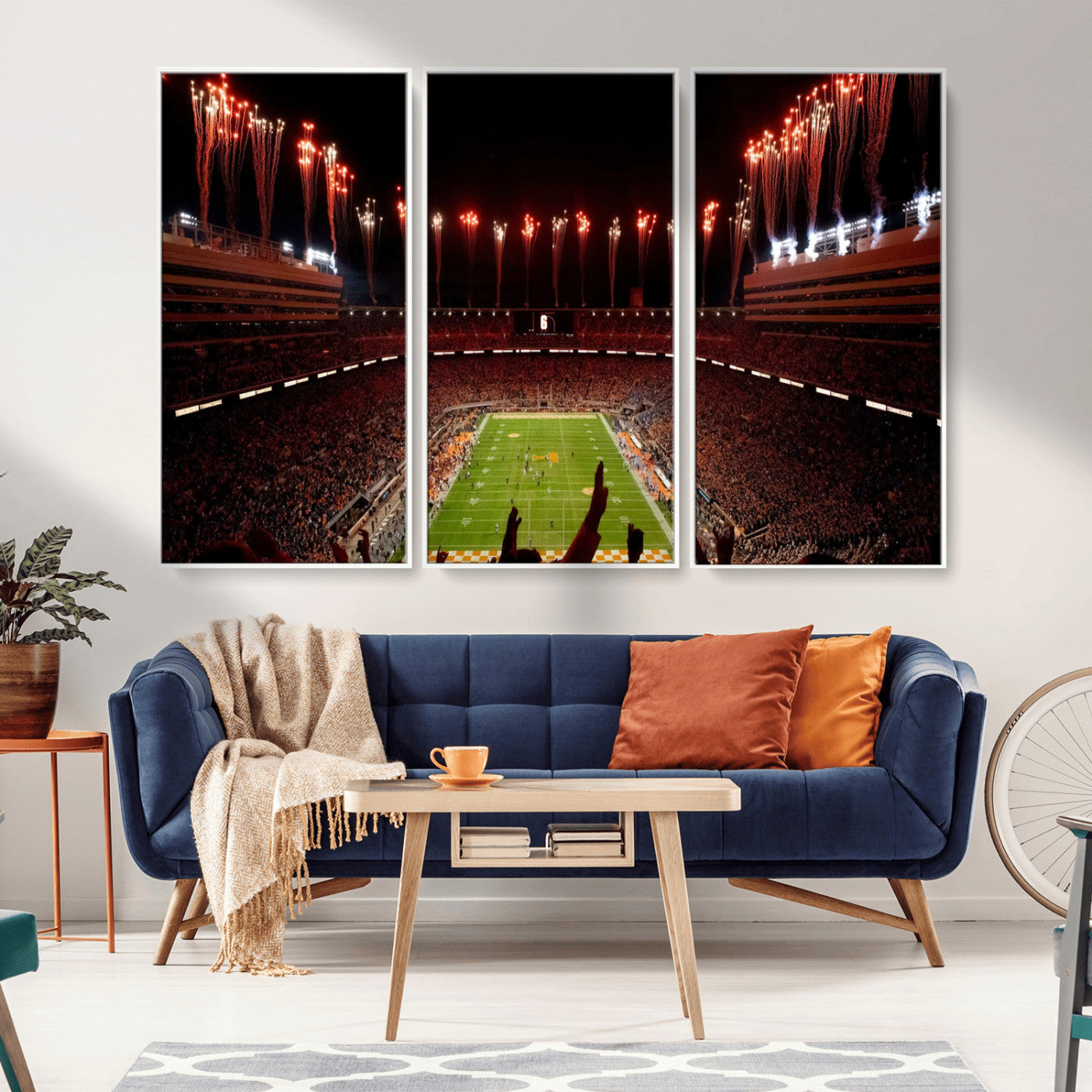 73358115-MGV-CV-36X24-Tennessee Volunteers Wall Art – Neyland Stadium Fireworks Night Game Canvas Print, Vols Football Checkerboard Endzone Sports Decor