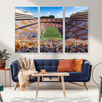 77097951-MGV-CV-36X24-Neyland Stadium Wall Art – Panoramic Tennessee Volunteers Checkerboard Crowd Canvas Print, Football Game Day Decor for Office, Man