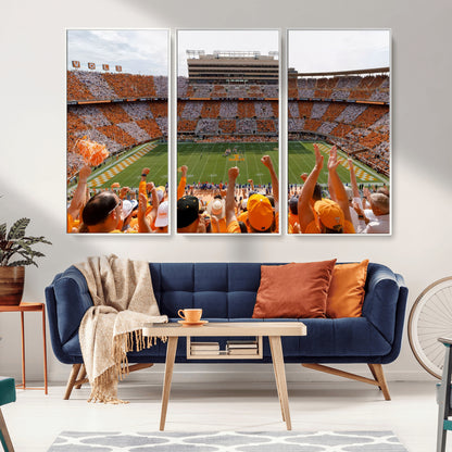 76011417-MGV-FC-48X32-3P_White-Neyland Stadium Wall Art – Panoramic Tennessee Volunteers Checkerboard Crowd Canvas Print, Day Game Football Celebration Sports