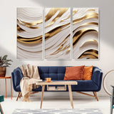 41237-MGV-CV-36X24-Gold Waves Wall Art Canvas Print, Framed Elegant Flow Art Picture Print, Luxury Layers Perfect Minimal Luxe Decor Artwork