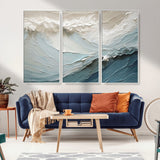 53646-MGV-CV-36X24-Ocean Wave Wall Art Canvas Print, Framed Textured Seascape Art Picture Print, Modern Ocean Perfect Minimal Coastal 2/2 Decor