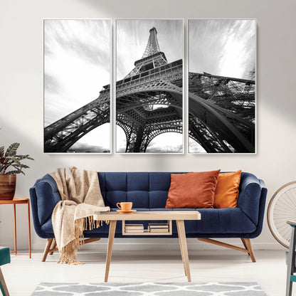 40006-MGV-CV-36X24-Eiffel Tower Wall Art – Black and White Architectural Photo Print, Paris Inspired Decor for Bedroom, Office, Studio or Modern