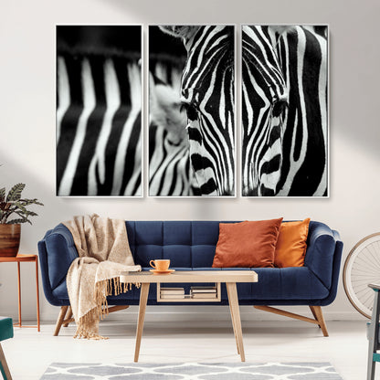 43631-MGV-CV-36X24-Black and White Zebra Wall Art – Modern Animal Print Canvas Artwork for Living Room, Bedroom, or Office Decor