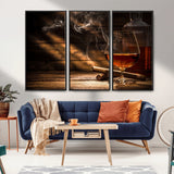 92305-MGV-CV-36X24-Whiskey & Cigar Wall Art – Moody Whiskey and Cigar Canvas Print, Sophisticated Bar or Home Lounge Decor for Office, Man Cave or