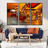 18250-MGV-CV-36X24-Whiskey Pour Wall Art – Captivating Whiskey Splash Canvas Print, Elegant Bar or Home Lounge Decor for Office, Man Cave or Living