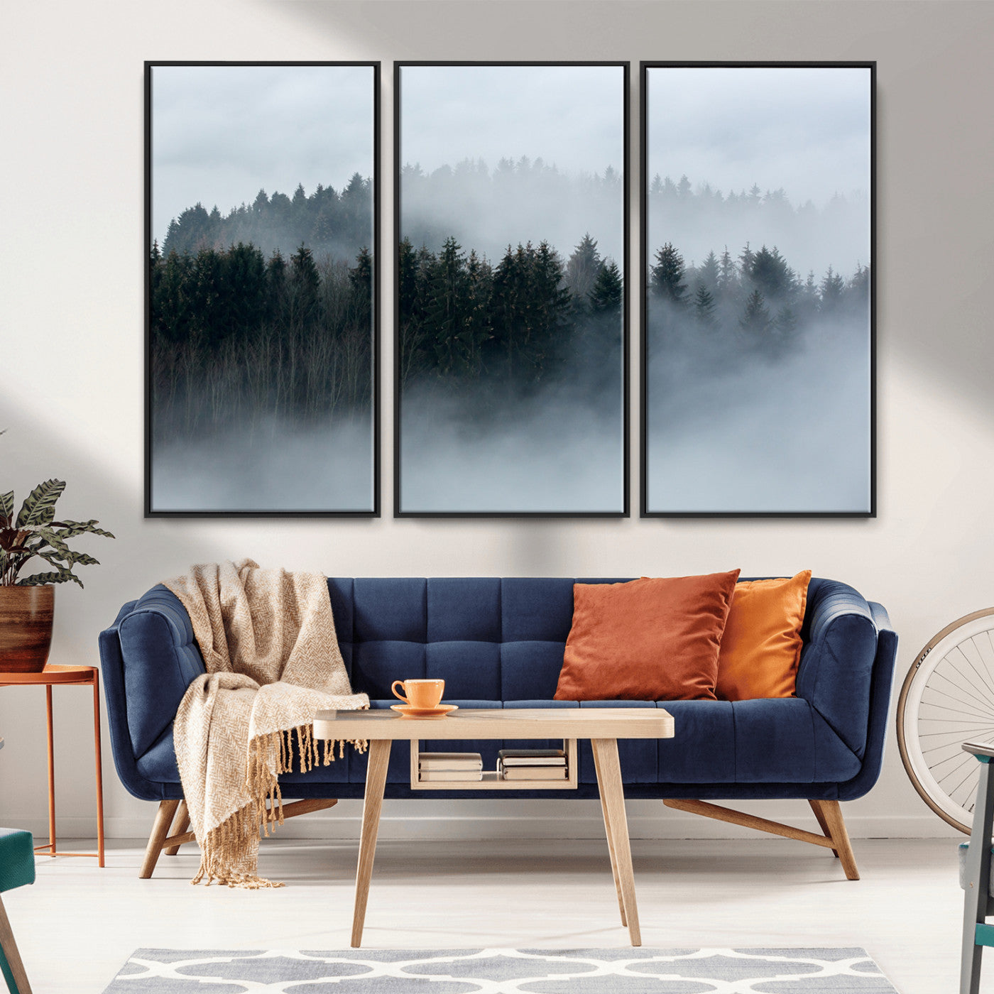 42596-MGV-CV-36X24-Misty Forest Wall Art – Atmospheric Pine Trees Canvas Print, Nature Landscape Decor for Living Room, Bedroom, Office, or Cabin