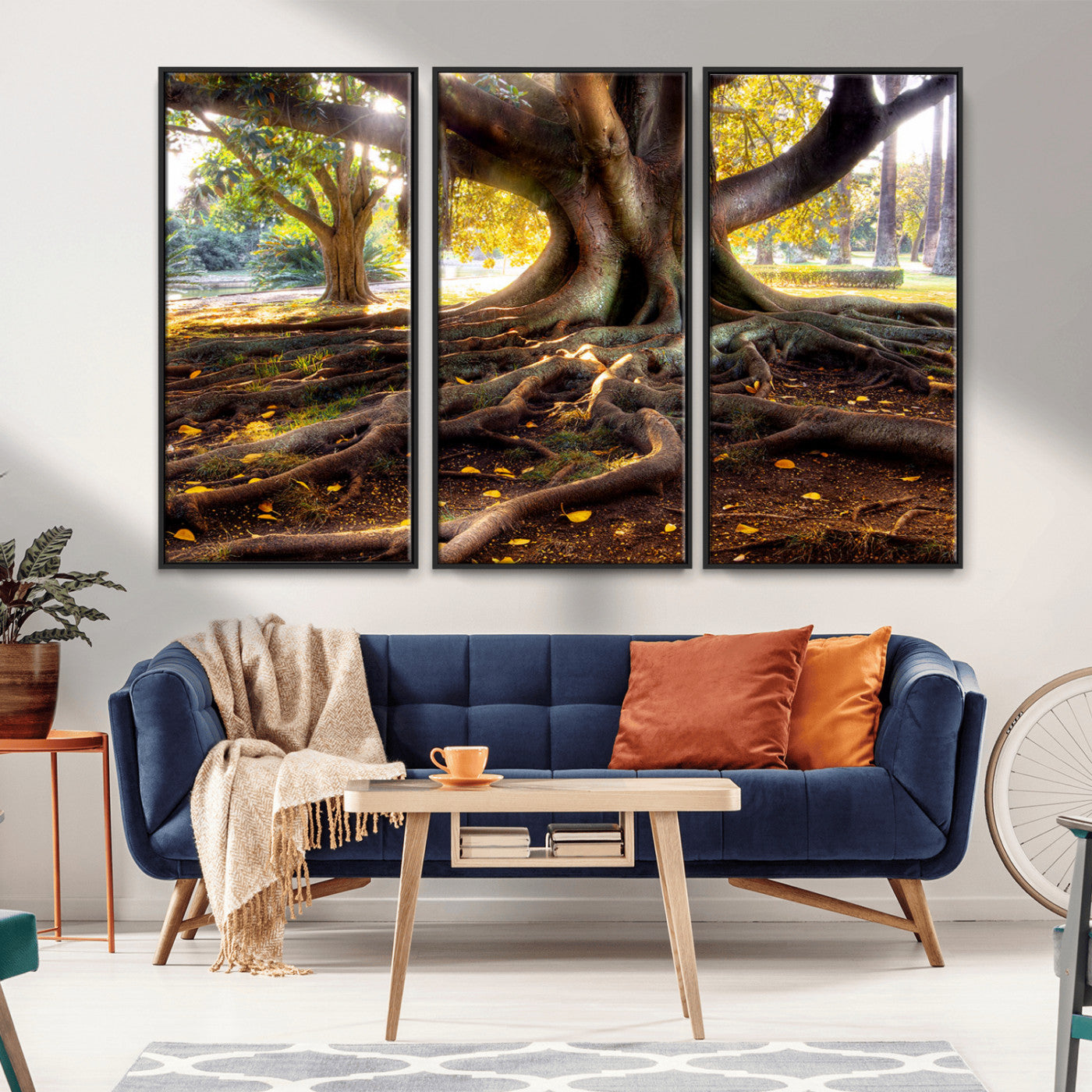53335-MGV-CV-36X24-Majestic Tree with Sprawling Roots Wall Art – Serene Sunlit Park Scene, Nature Canvas Print, Perfect for Living Room, Office or