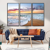 39560-MGV-CV-36X24-Sunrise Beach Wall Art – Vibrant Ocean Waves and Golden Sand Canvas Print, Seaside Coastal Decor for Living Room, Bedroom or