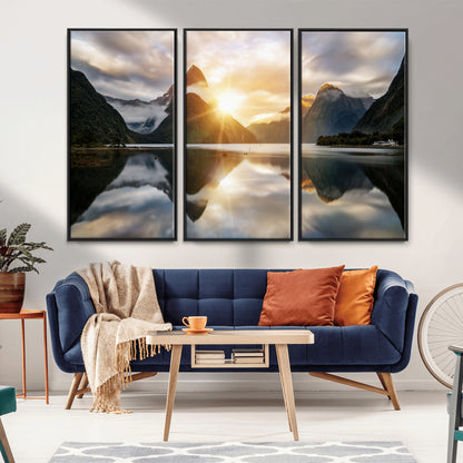 78842-MGV-CV-36X24-Sunrise Mountain Reflection Wall Art – Stunning Nature Landscape Canvas Print for Home, Office, Living Room or Relaxing Space