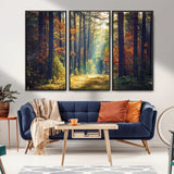 86249-MGV-CV-36X24-Sunlit Autumn Forest Path Wall Art – Peaceful Nature Scene with Fall Foliage, Calming Woods Decor for Home or Office
