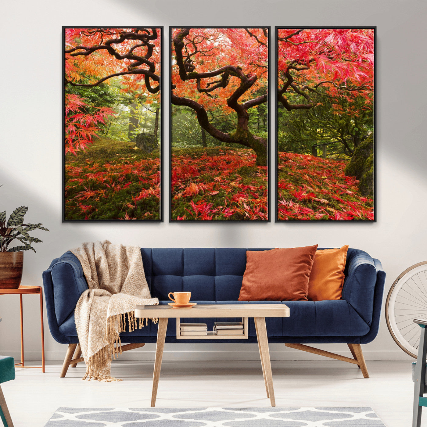 73343-MGV-CV-36X24-Autumn Maple Wall Art – Panoramic Vibrant Red Maple Tree Canvas Print, Seasonal Nature Decor for Office, Living Room or Garden