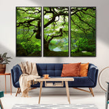 18094-MGV-CV-36X24-Emerald Canopy Wall Art – Panoramic Lush Green Tree Canvas Print, Serene Nature Decor for Office, Living Room or Meditation Space