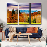58007-MGV-FC-48X32-3P_Black-Autumn Mountain Landscape Wall Art – Stunning Fall Forest Canvas Print, Cozy Nature Decor for Home or Office