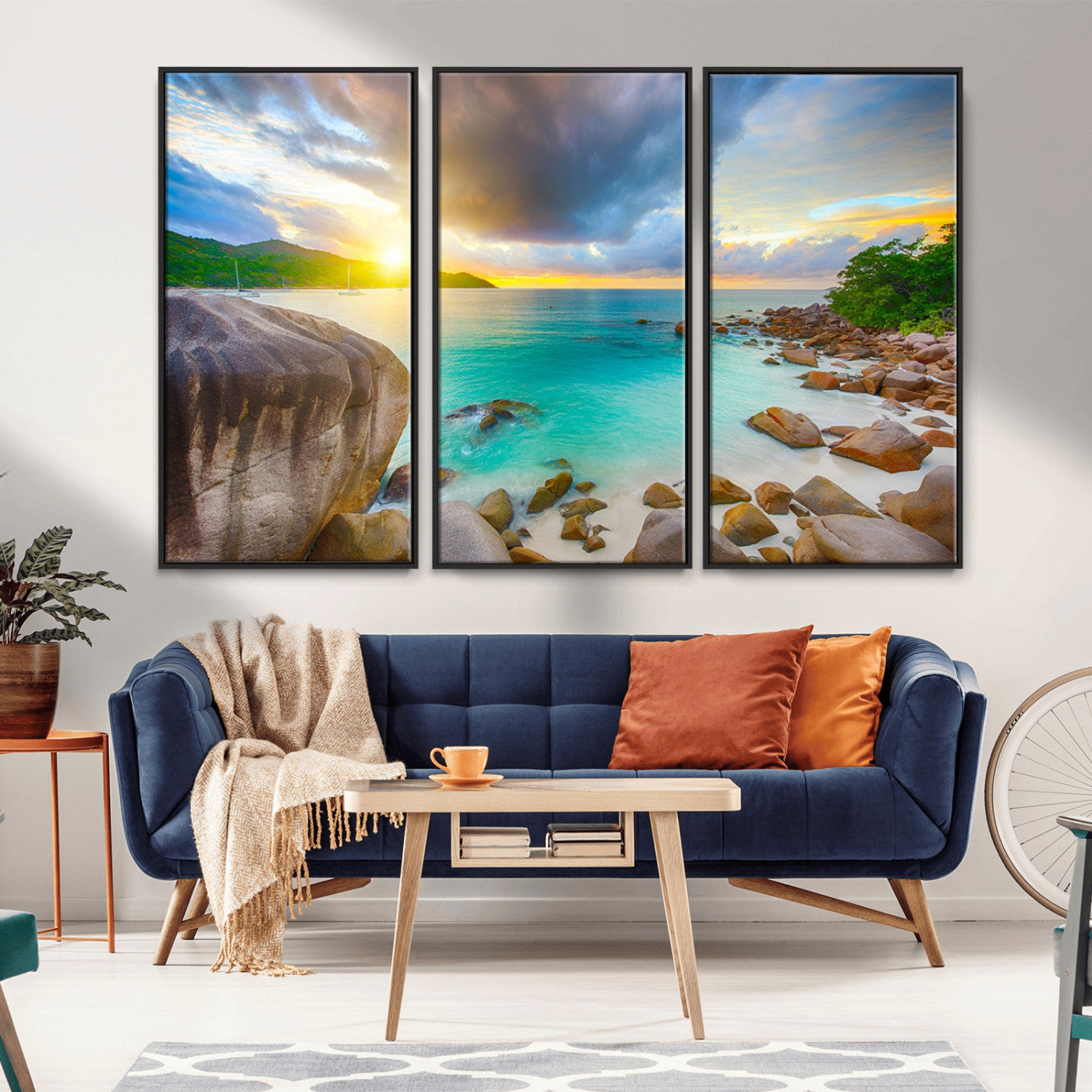 23769-MGV-CV-36X24-Tropical Beach Sunset Wall Art – Serene Ocean Canvas Print, Coastal Landscape Decor for Living Room, Bedroom or Office, Peaceful