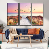 54411-MGV-CV-36X24-Coastal Path Sunrise Wall Art – Serene Ocean Canvas Print, Beach Landscape Decor for Living Room, Bedroom or Office, Peaceful