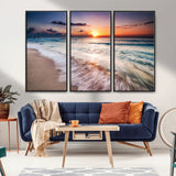 99906-MGV-FC-48X32-3P_Black-Morning Tide Canvas Print – Soft Sunrise Ocean Waves Wall Art, Coastal Serenity Decor for Home & Office