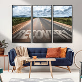 50743-MGV-FC-48X32-3P_Black-Healing Road Wall Art – Motivational Highway Canvas Print, Inspirational Journey Decor for Office, Gym or Living Room