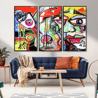 37796-MGV-FC-48X32-3P_Black-Picasso Style Wall Art Canvas Print, Framed Picasso Art Picture Print, Picasso Cubism Perfect Modern Abstract Decor Artwork