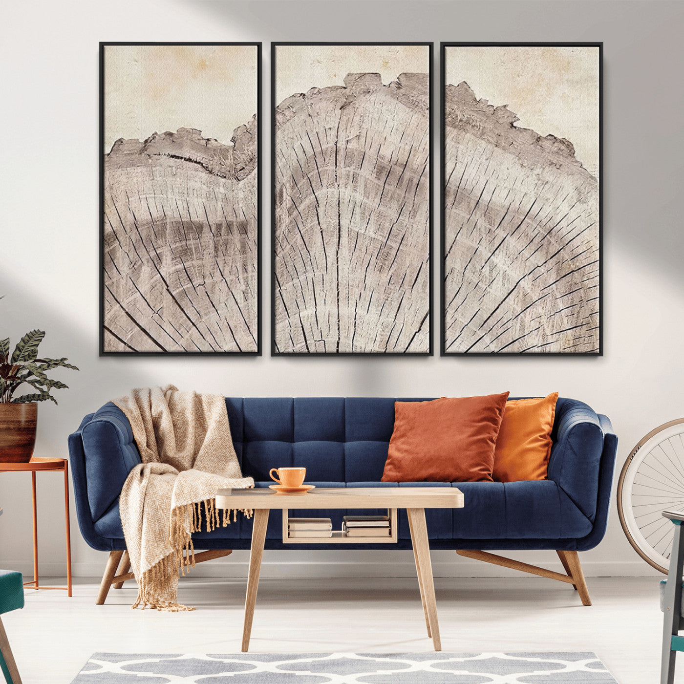 67528-MGV-CV-36X24-Wood Ring Wall Art Canvas Print, Framed Tree Ring Art Picture Print, Rustic Tree Ring Perfect Neutral Boho Decor Artwork