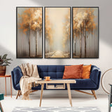 95004-MGV-CV-36X24-Autumn Forest Path Wall Art – Hand Painted Canvas Print with Golden Trees, Modern Nature Landscape Decor for Living Room, Bedroom