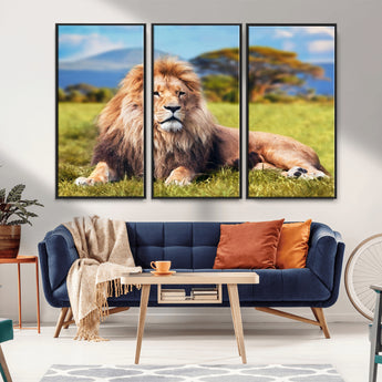 67826-MGV-CV-36X24-Majestic Lion Wall Art – King of the Jungle Canvas Print, Safari Wildlife Decor for Living Room, Office, or Man Cave